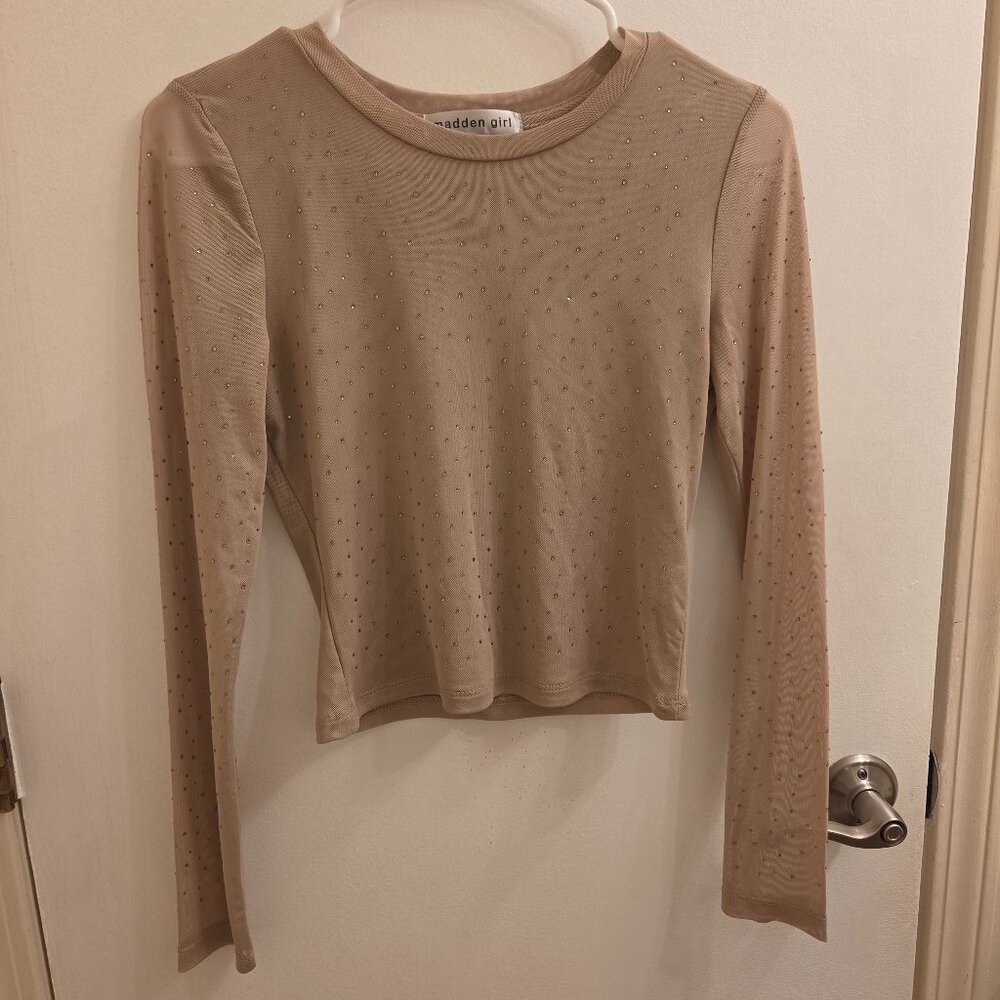 Madden Girl Rhinestone Long Sleeve Top
